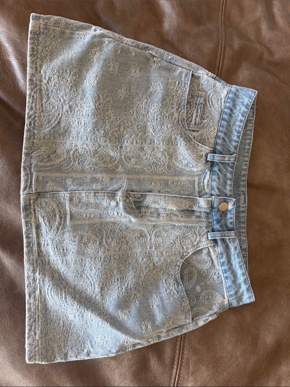 En Saison Light Blue Paisley Denim Women's Skirt S